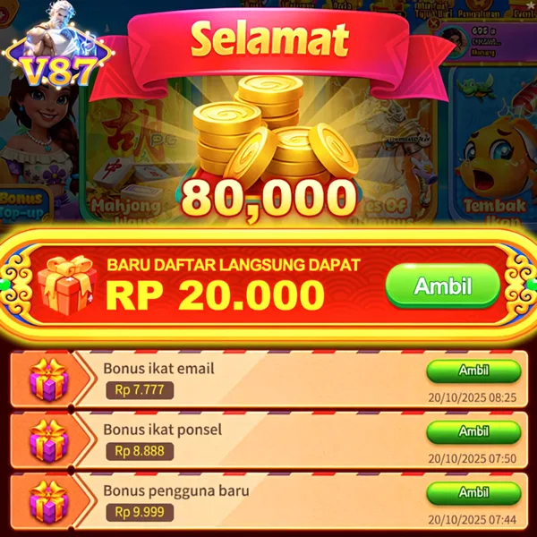V87 Bonus Member Baru 100%